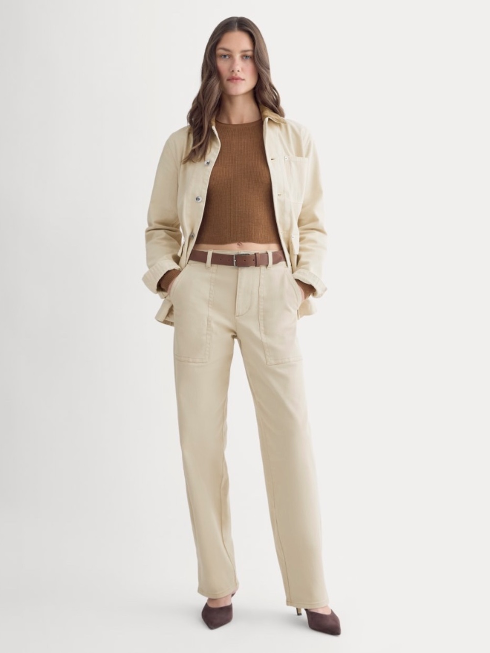 Everlane Women's Utility Patch Pocket Pant in Peyote, Size 10, Cotton/Twill